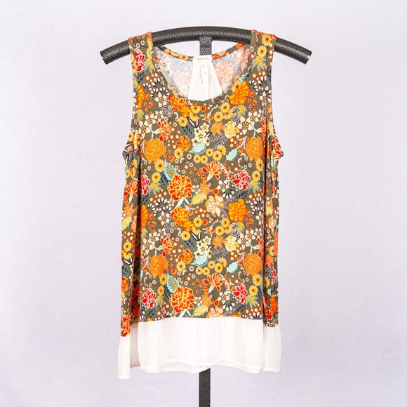 Matilda Jane Women's Floral Tank Top SZ MEDIUM Open Orchard The Adventure Begins - Picture 1 of 6